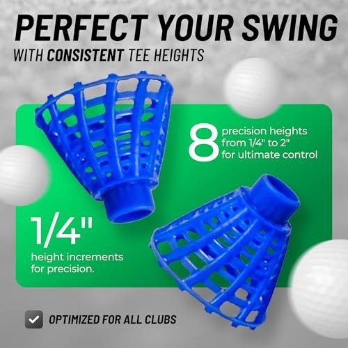 Flexible & Durable Golf Tees - PRO Speed Plus, 8 Pack for Indoor & Simulator Use