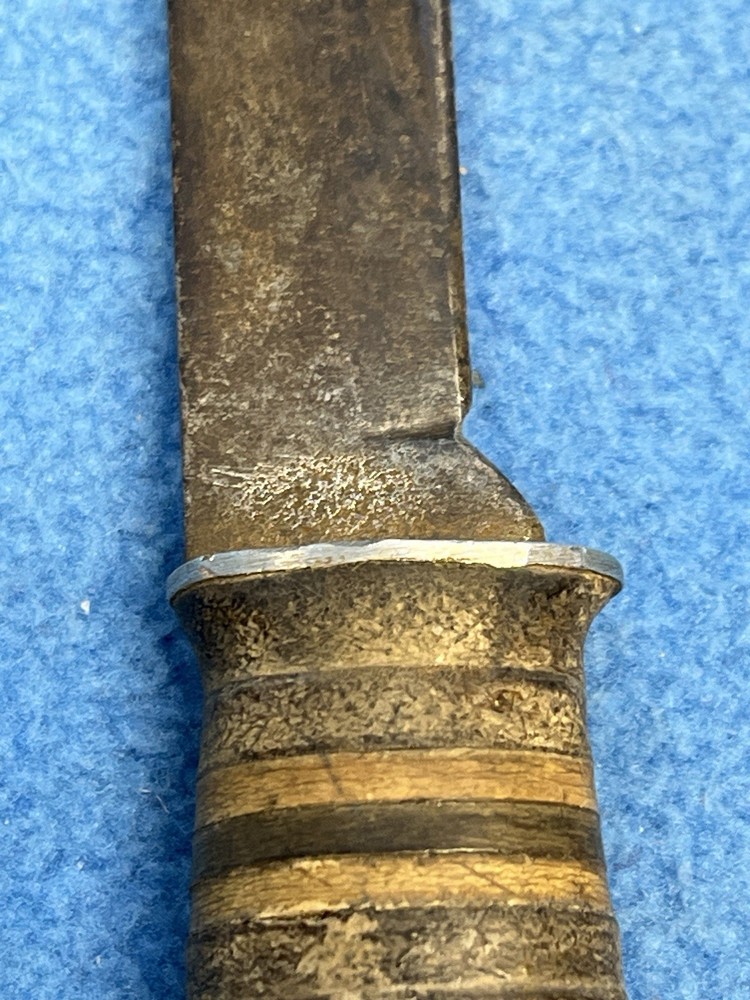 Vintage Hunting Knife Stacked Leather Handle 8"
