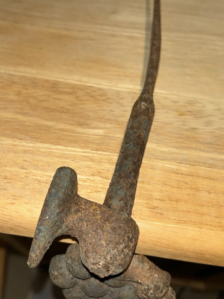 Antique Iron Grape Pattern Shutter Dog, Vineyard or Garden Spike