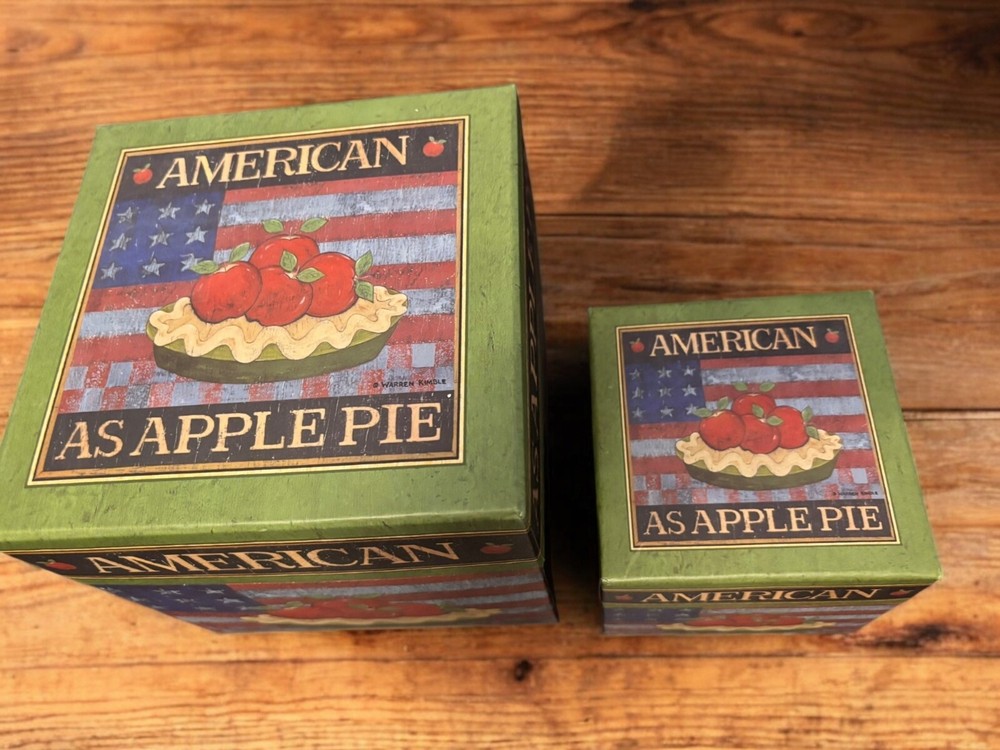 Nesting Boxes - Warren Kimble Set of 2 with lids "American as Apple Pie"
