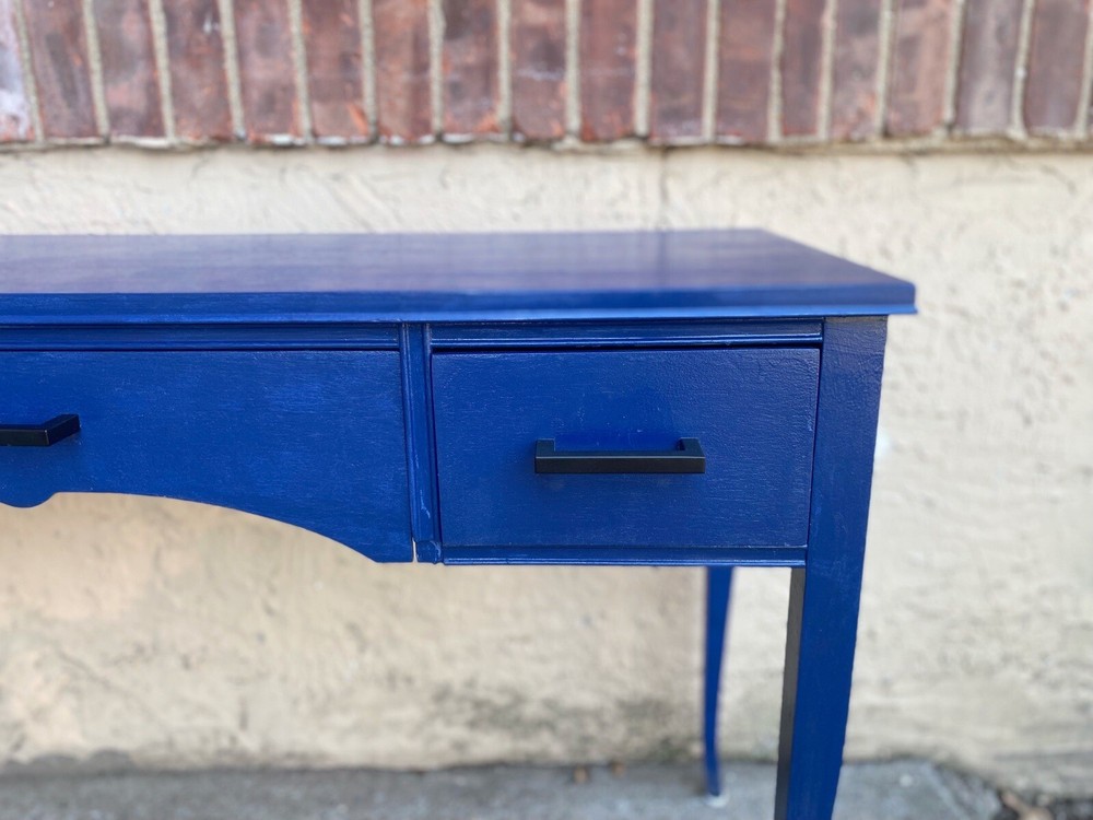 Rare Blue Antique Wood Rectangular  Vintage Desk