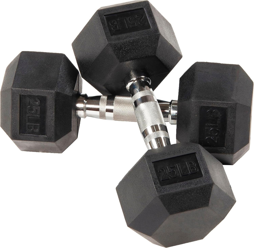 Rubber Encased Hex Dumbbell with Rack