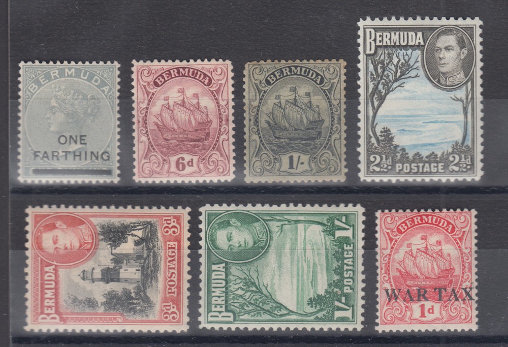 Bermuda Sc 26/MR2 MLH. 1901-1938 issues, 7 different, F-VF appearing