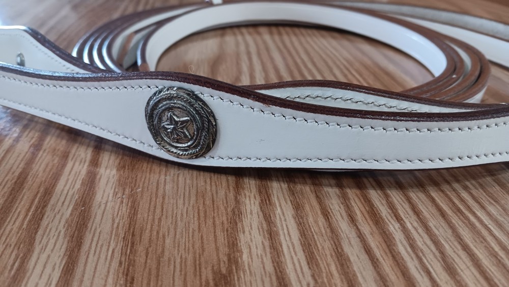 Fancy White Leather Draft Tack Set: Headstall, Reins, Breastcollar
