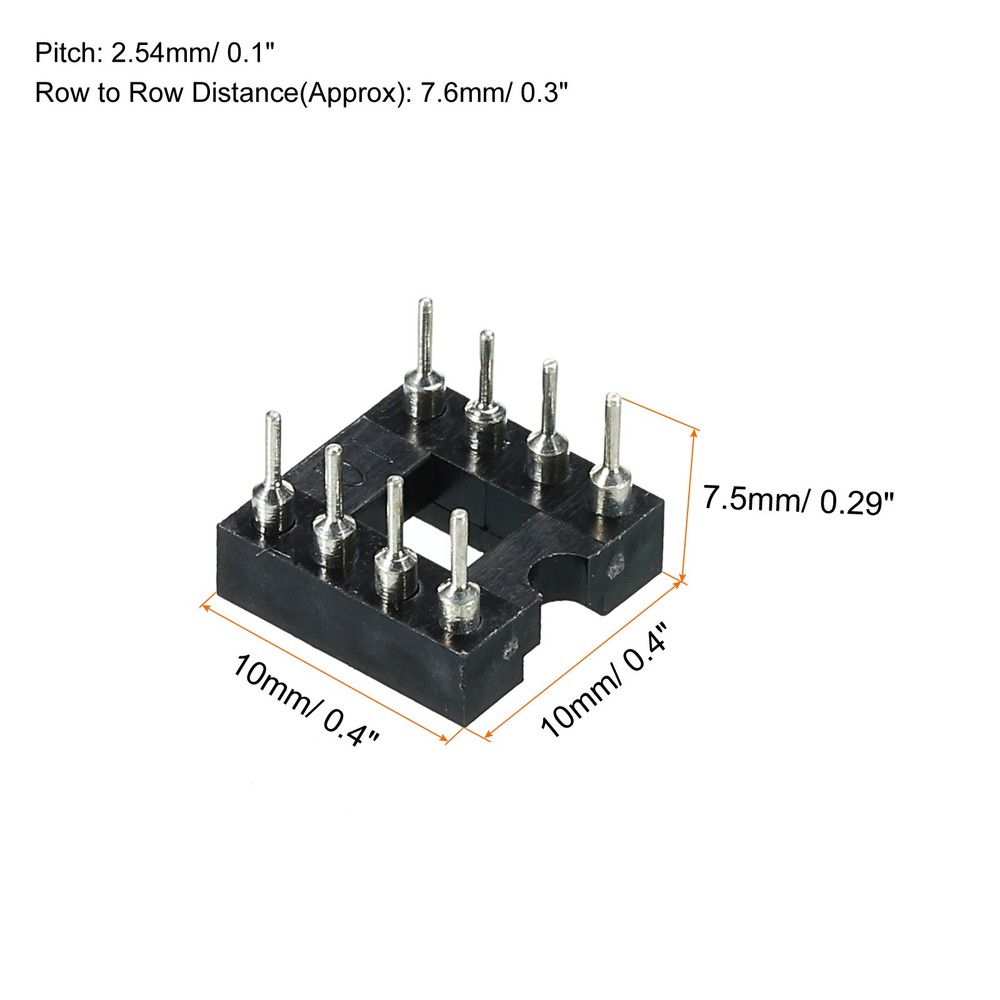 DIP IC Chip Socket Adapter Round Pin 8P 2.54mm Pitch IC Socket 6 Pack