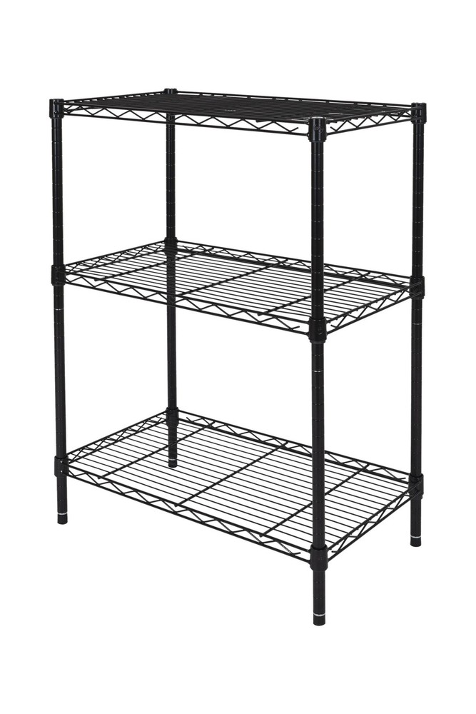 Multipurpose 3-Tier Wire Shelving Rack Black 750 lbs Capacity