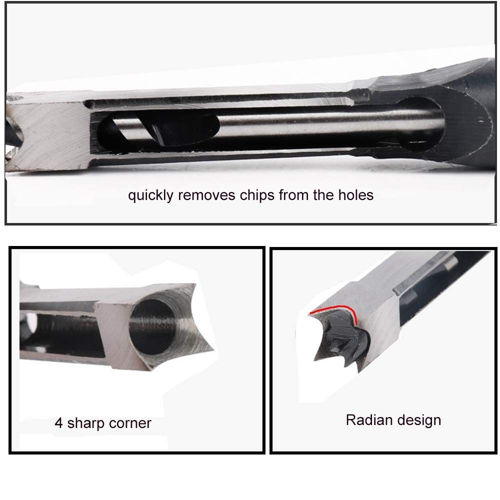 Woodworking Mortising Chisel 3/4 inch Square Hole Power Tool Bit, Sharp and D...