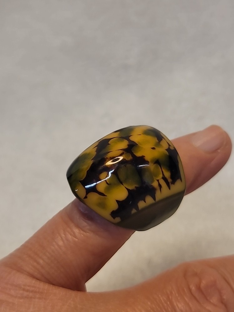 Tagua Nut Statement Ring Size 6 Green