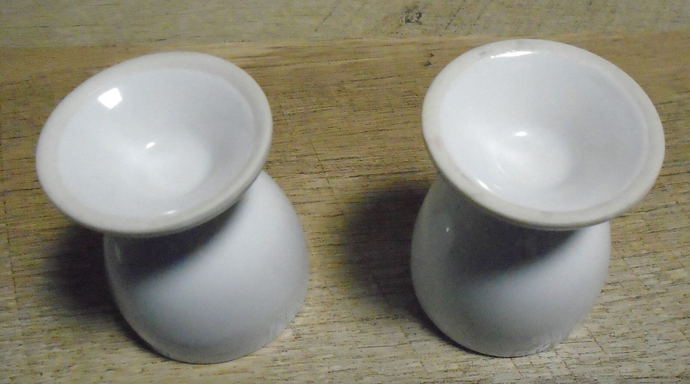 2 Egg Cups Solid White Porcelain Breakfast service Collectible Decor