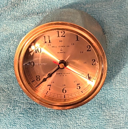 VTG Brass Bell Clock Co.-Ship's Bell Strike Quartz Battery Clock Untested-RUNS