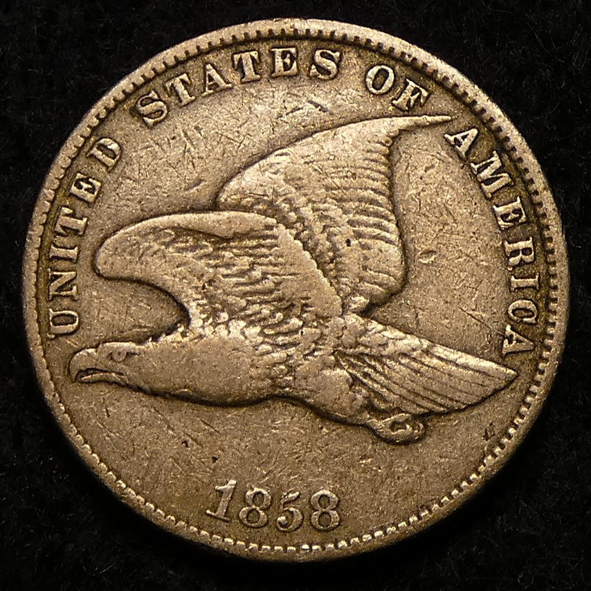1858 Small Letters Flying Eagle Cent with sharp feathers!