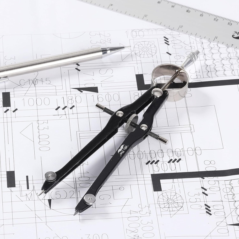 - Professional Compass with Lock, Black, Compass for Geometry, Drafting Compass,