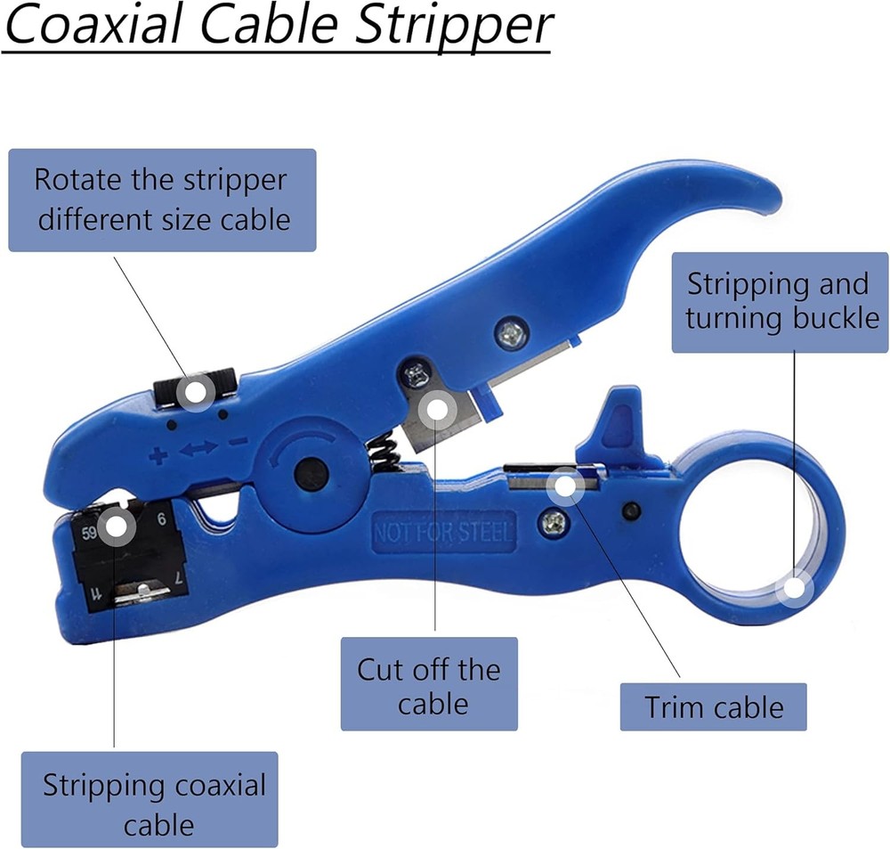 Coax Cable Crimping Kit Adjustable Tool Set Coaxial Cable Crimping Tool for RG59