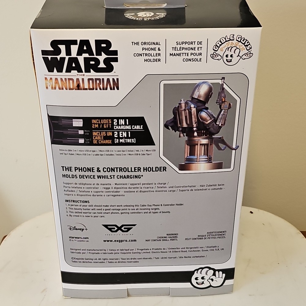 NEW! Cable Guys Star Wars Mandalorian Controller Phone Holder w/Charging Cable