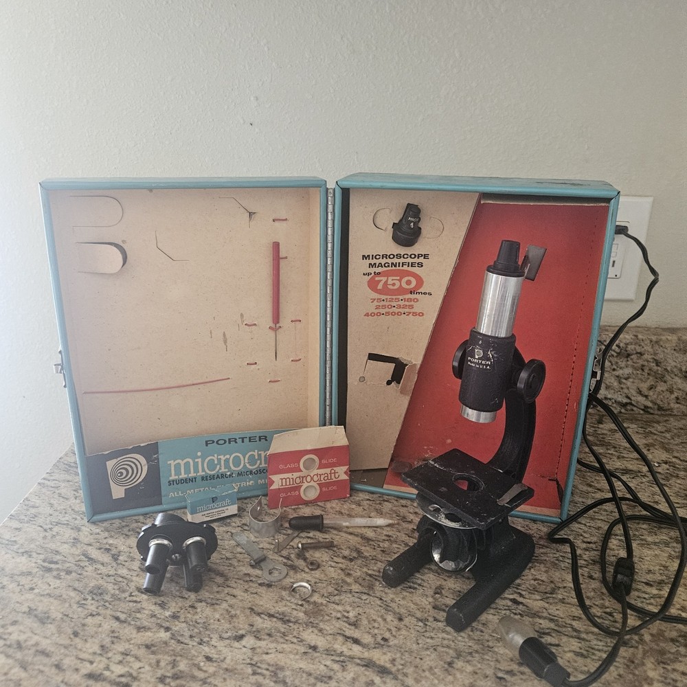 Porter Science ~Microcraft Student Research Microscope Lab~ No. 264 w/ Extras