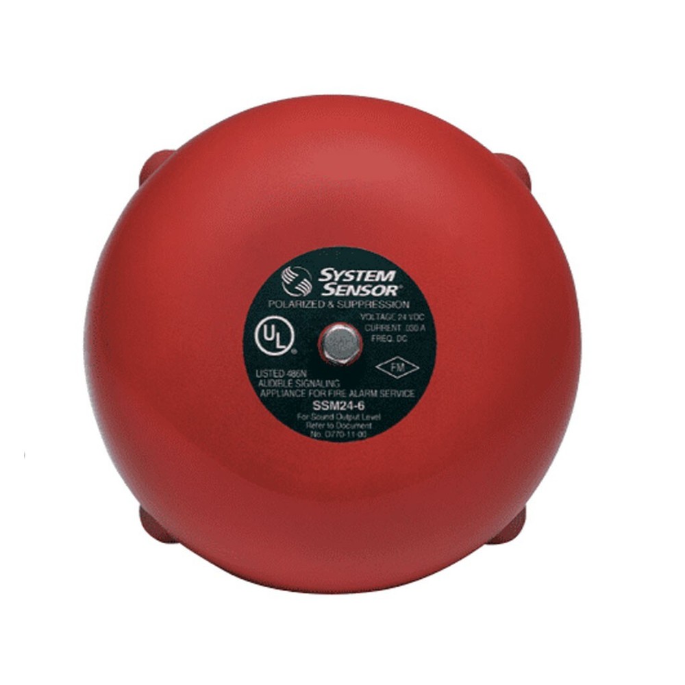 System Sensor SSM24-6 Bell 6", 24VDC, Red  - Same Day Shipping (SEALED)