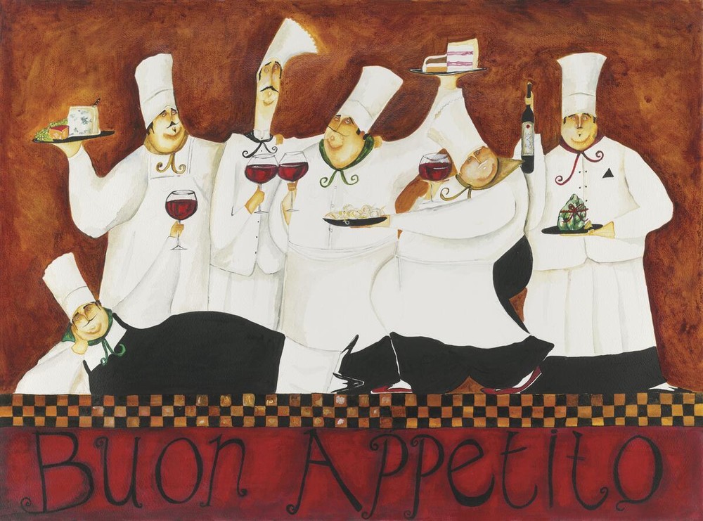 Ceramic Tile Mural Kitchen Backsplash - Buon Appetito  1 - Cafe Chef Cooking Art