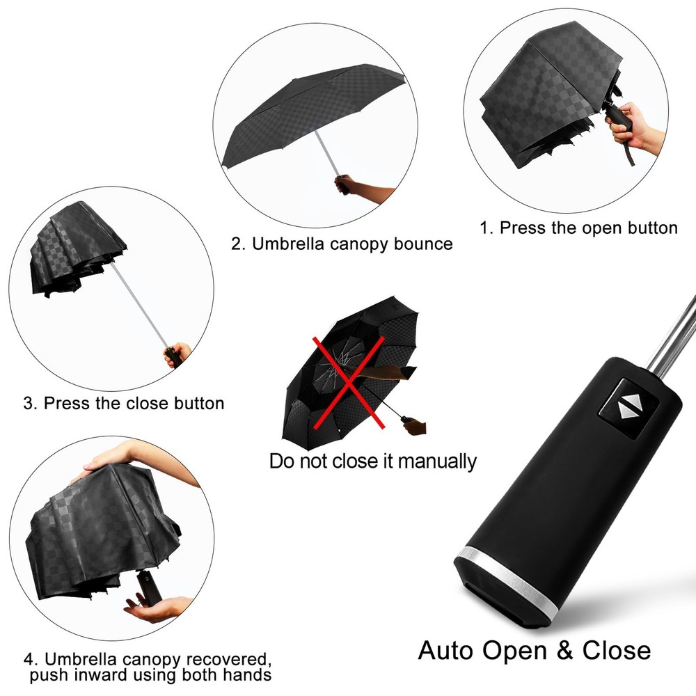 Satol 54 Inch Large Windproof Golf 54 inch, Black Square Oval Handle