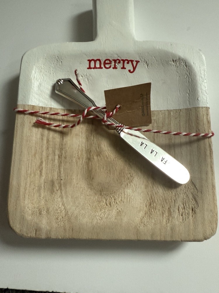 🧀 Mud Pie Merry Cheese Board & Metal Knife