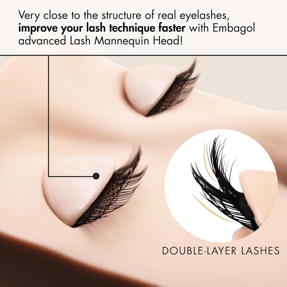 Double Layer Lash Mannequin Head with 2 Layers Portable Kit