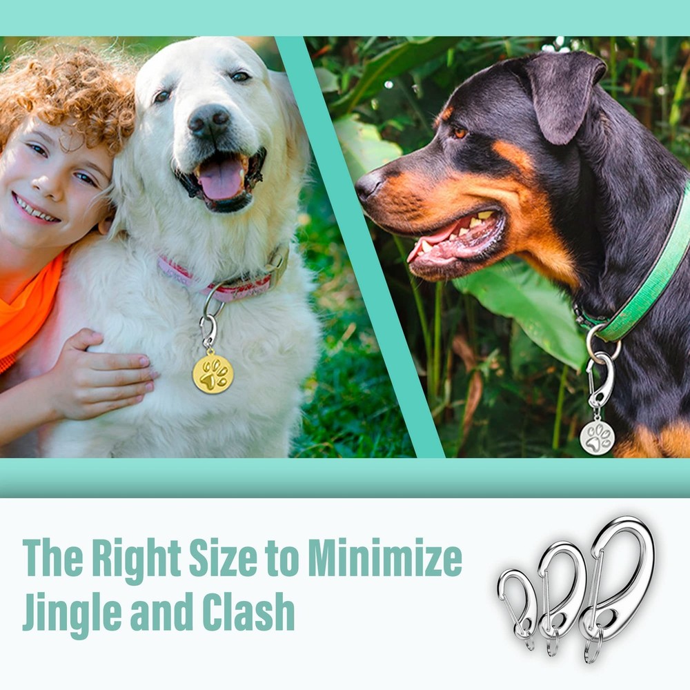 Pet Tag Quick Clip/Spring-Load Hook Combo for Pet ID Tags - 2 Standard