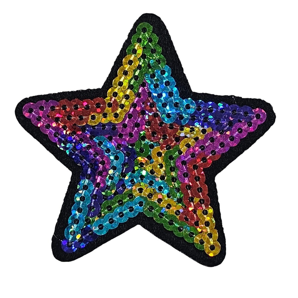Sequin Rainbow Star - Embroidered Patch