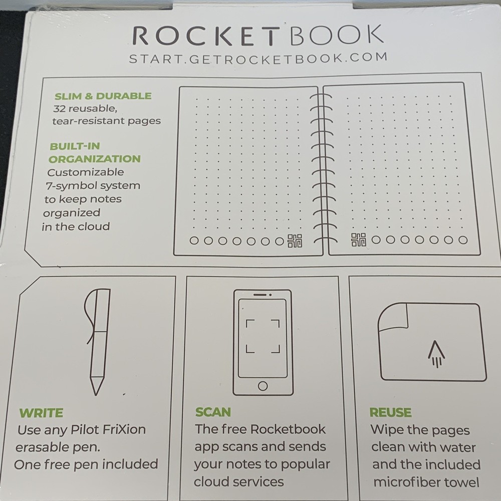 ROCKETBOOK Reusable Smart Notebook Frixion Pen Included Rocket Book Notes NEW