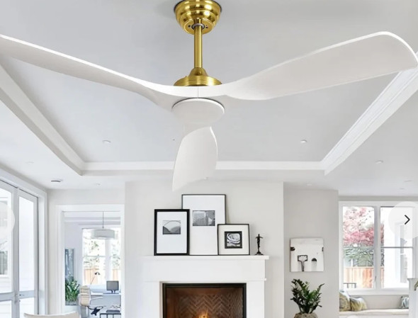 Depuley White Gold Modern Remote Ceiling Fan No Light 52"