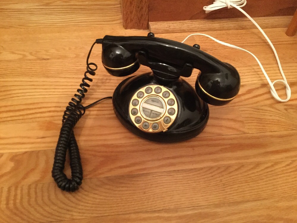 Vintage Looking Black Push Button Desk Telephone