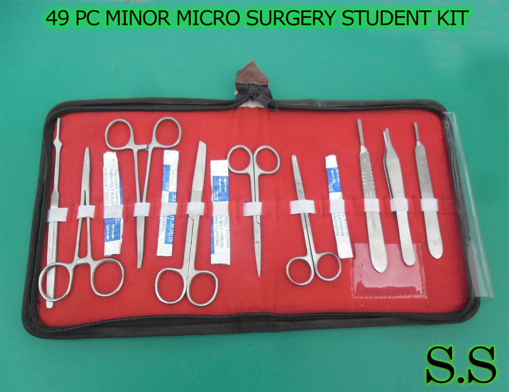 49 PC O.R GRADE MINOR MICRO SURGERY SURGICAL VETERINARY INSTRUMENTS STUDENT KIT