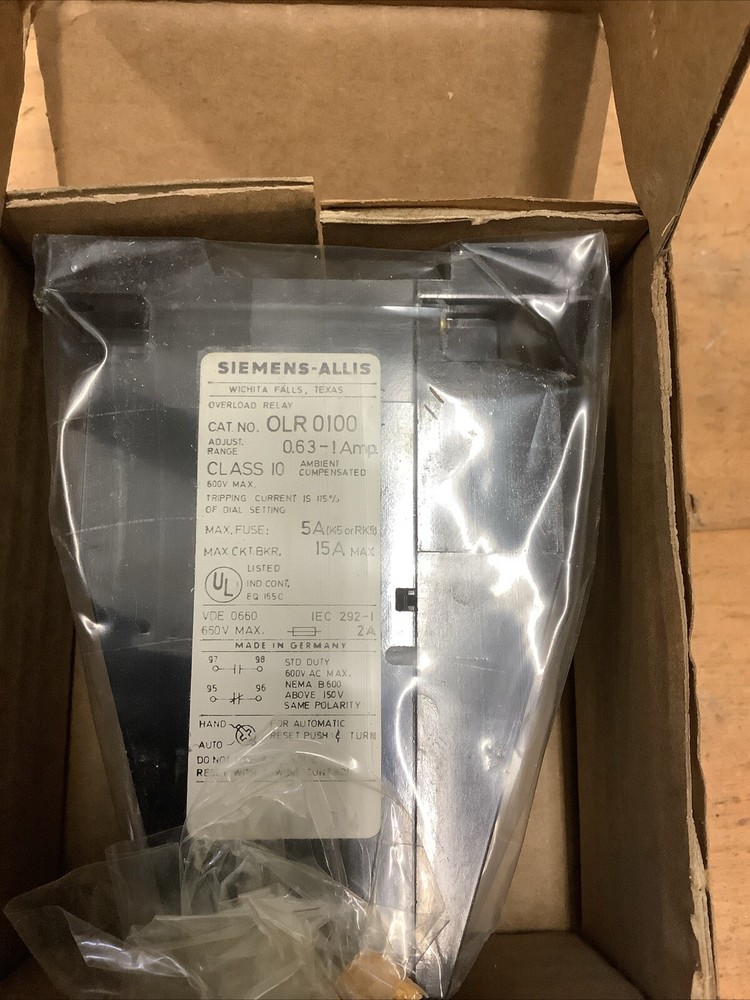 Siemens-Allis Overload Relay OLR0100