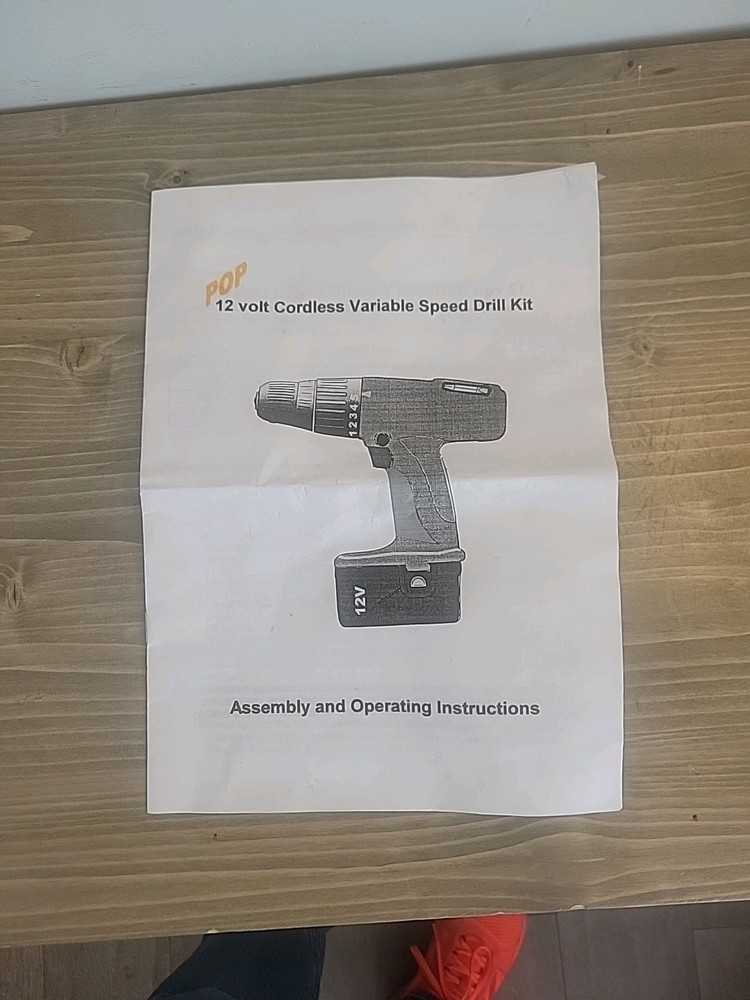 POP 12V 1.3Ah Cordless Variable Speed Drill/ Driver Kit Complete Set Works Great