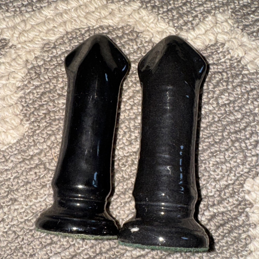 Vtg Duncan Ceramic Chess Replacement Pieces 2 BISHOP Black Mid-Century