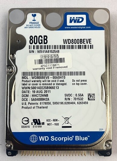 Western Digital WD800BEVE-00A0HT0 Hard Disk Drive