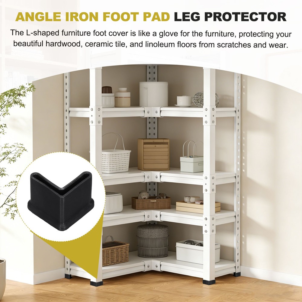 4Pcs 2" Bed Frame End Caps, Angle Iron Foot Pad Leg Protector, Black