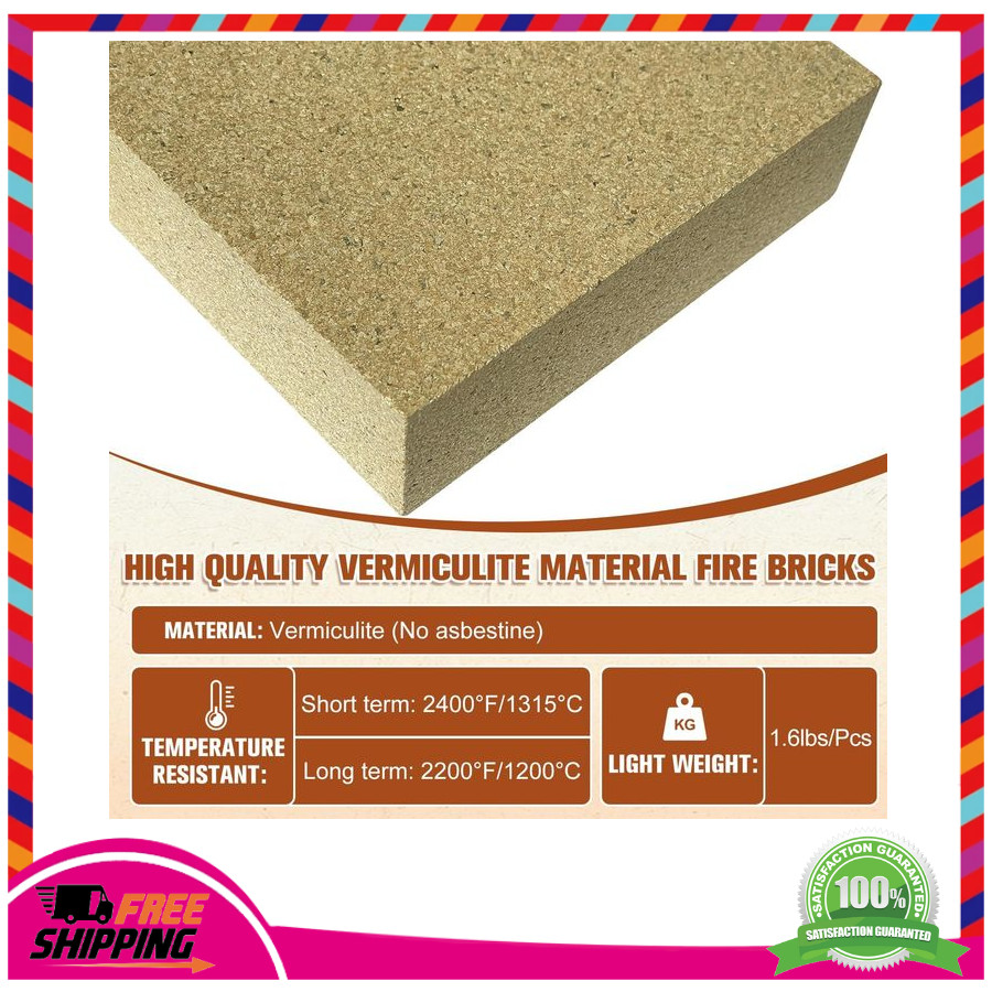 High Temperature Fire Bricks 12PK - 9x4.5x1.25 Replacement for Pizza Ovens Forge