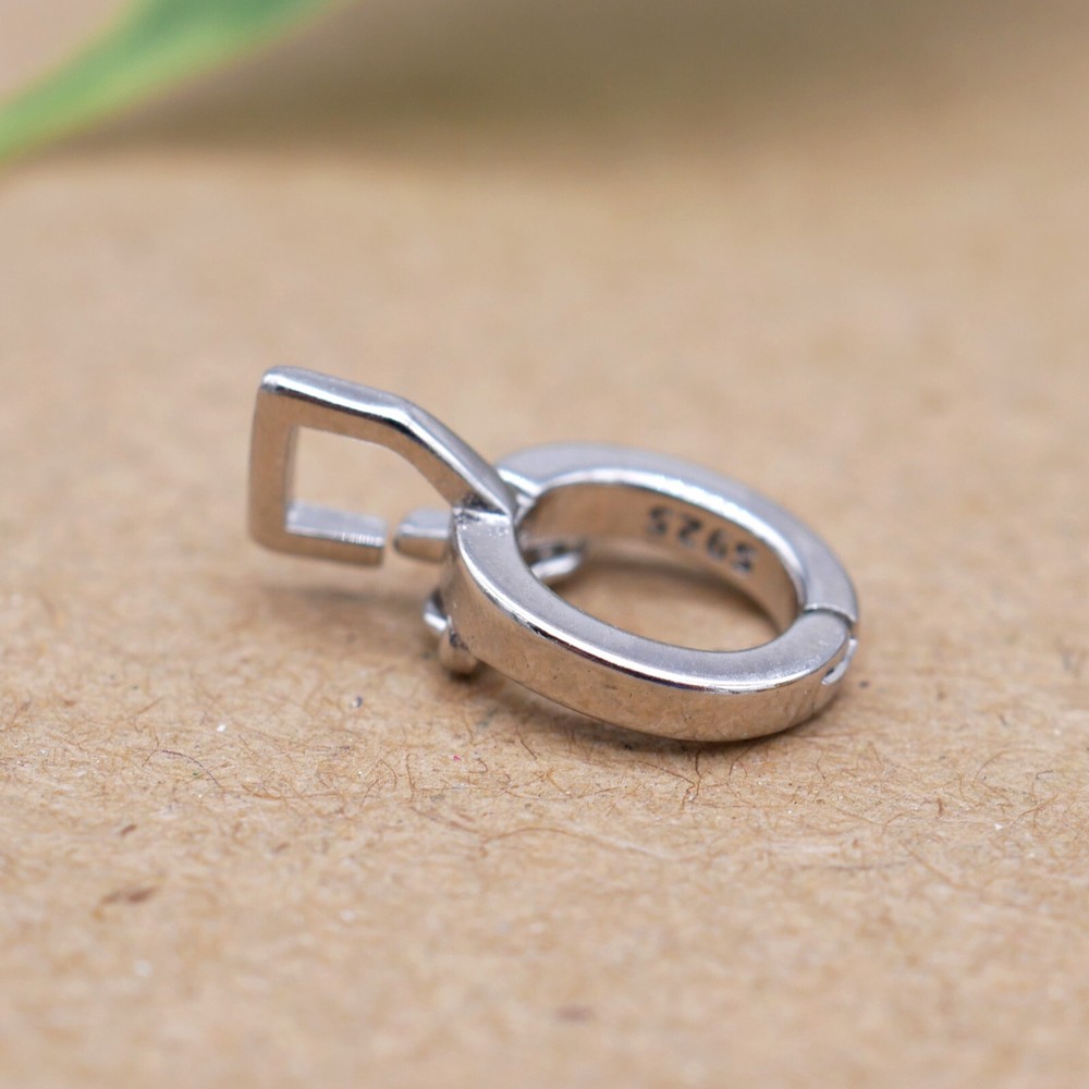 Sterling Silver Changleable Bail Pendant Holder Connector with Clasp Lock A2072