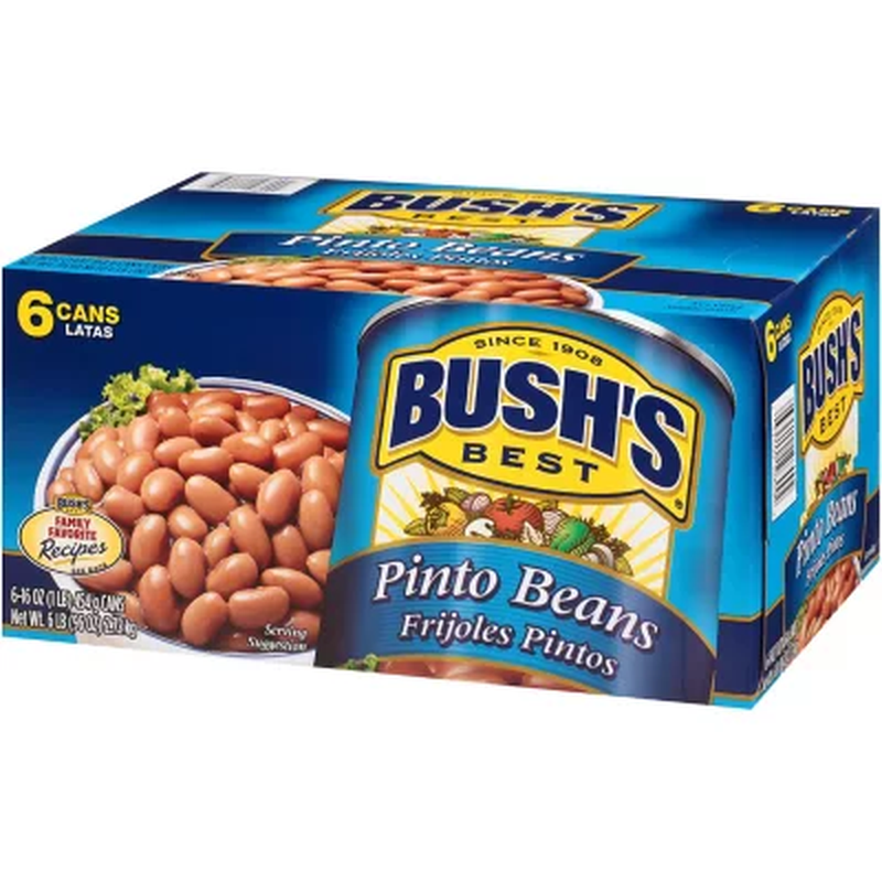 Bush's Pinto Beans, 16 oz. - 6 Pack - Nutritious & Savory