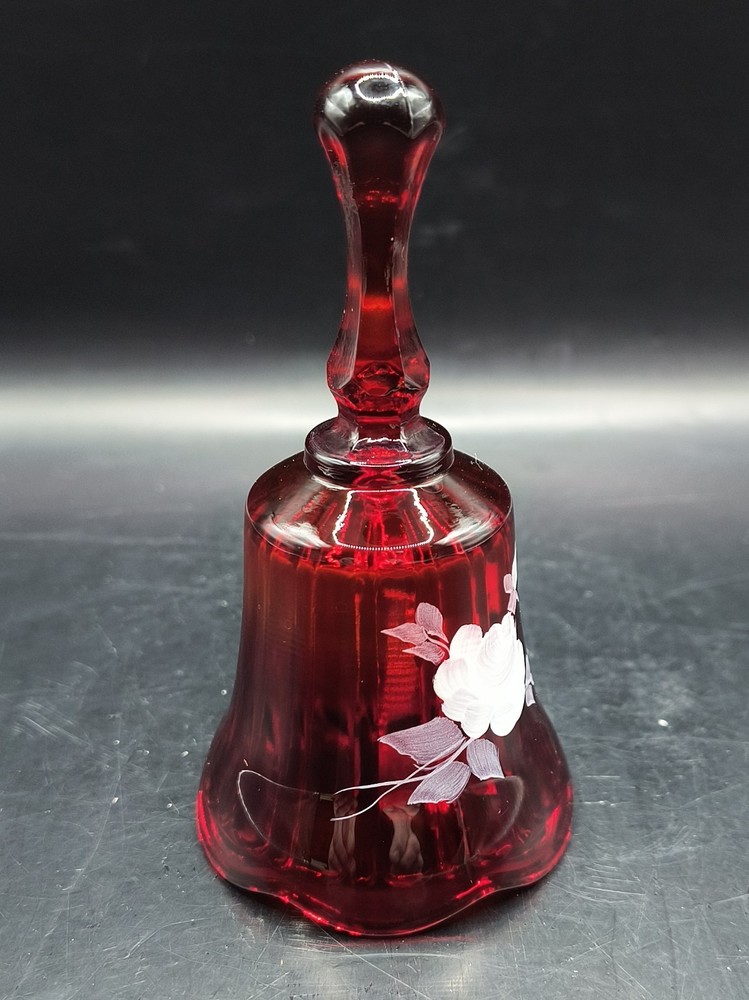 Vintage Hand Painted Ruby Red Fenton Bell Artist Signed