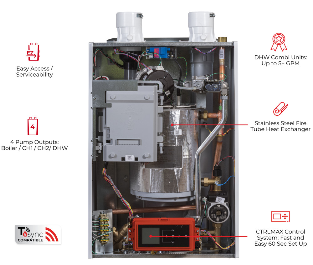 Instinct Solo 199-184,000 BTU Output Direct Vent Hot Water Gas Boiler C3