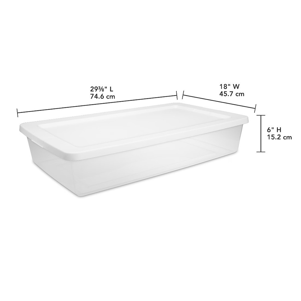 41 Quart Medium Storage Bin, Clear Plastic Underbed Storage Container
