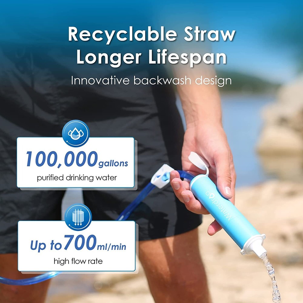 Waterdrop Gravity Water Filter Straw, Camping Water Filtration System