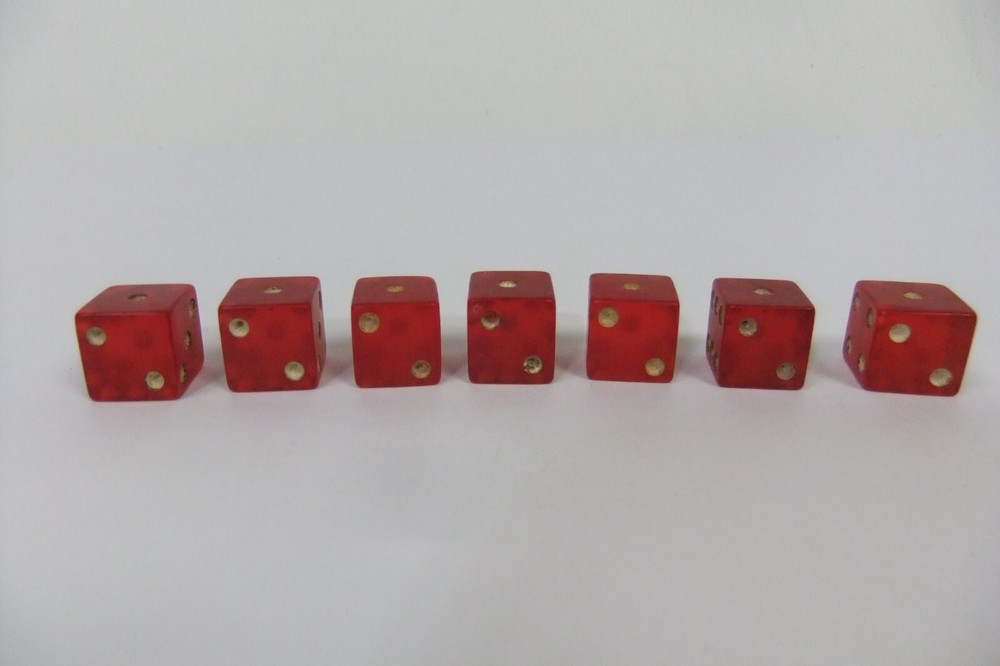 Red Translucent Bakelite Dice with Cheater Dice 1/2”