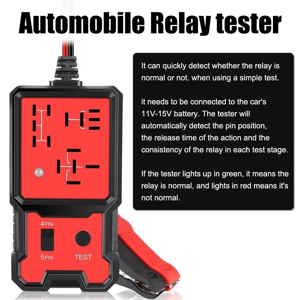 12V Universal Car Relay & Battery Tester Diagnostic Tool LED Indicator Analyzer