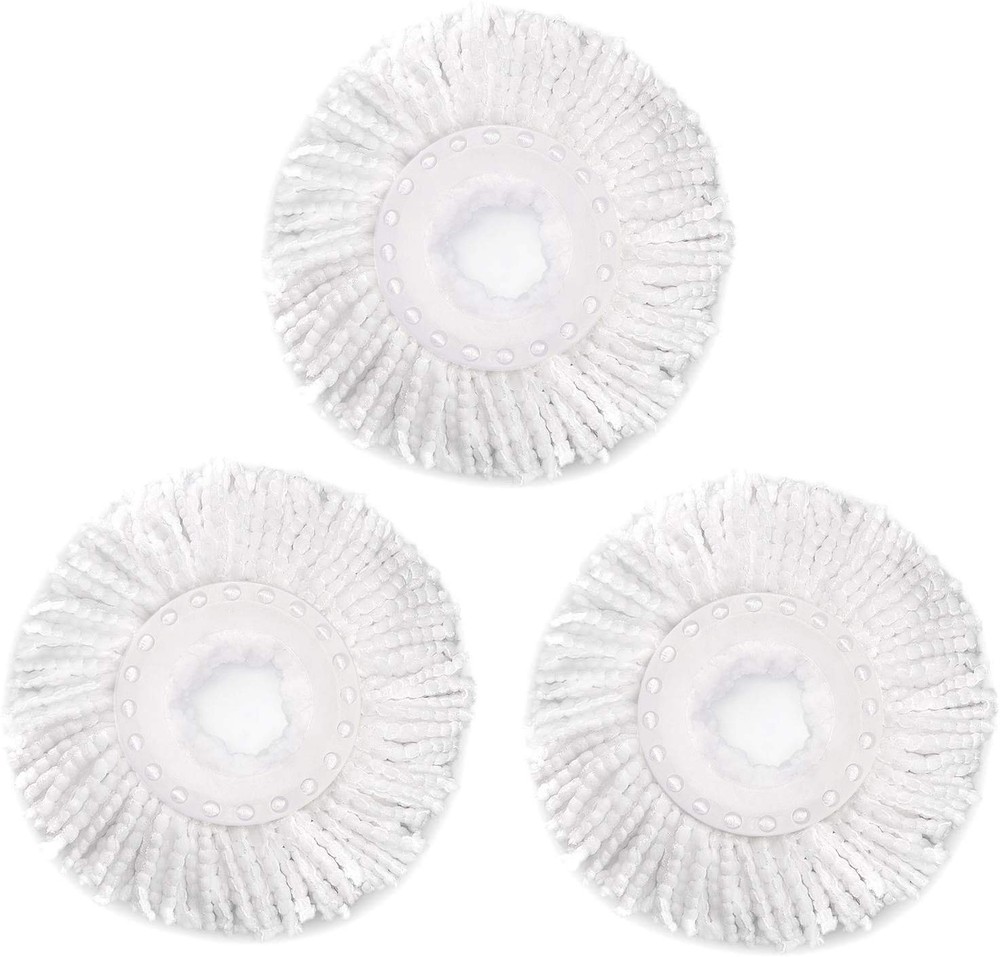 3pc Spin Mop Refills, Compatible with Hurrica 360 Mop Systems, White