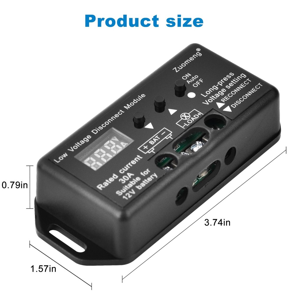Zuomeng 12V 30A Low Voltage Disconnect Module with MultiInformation Display a...