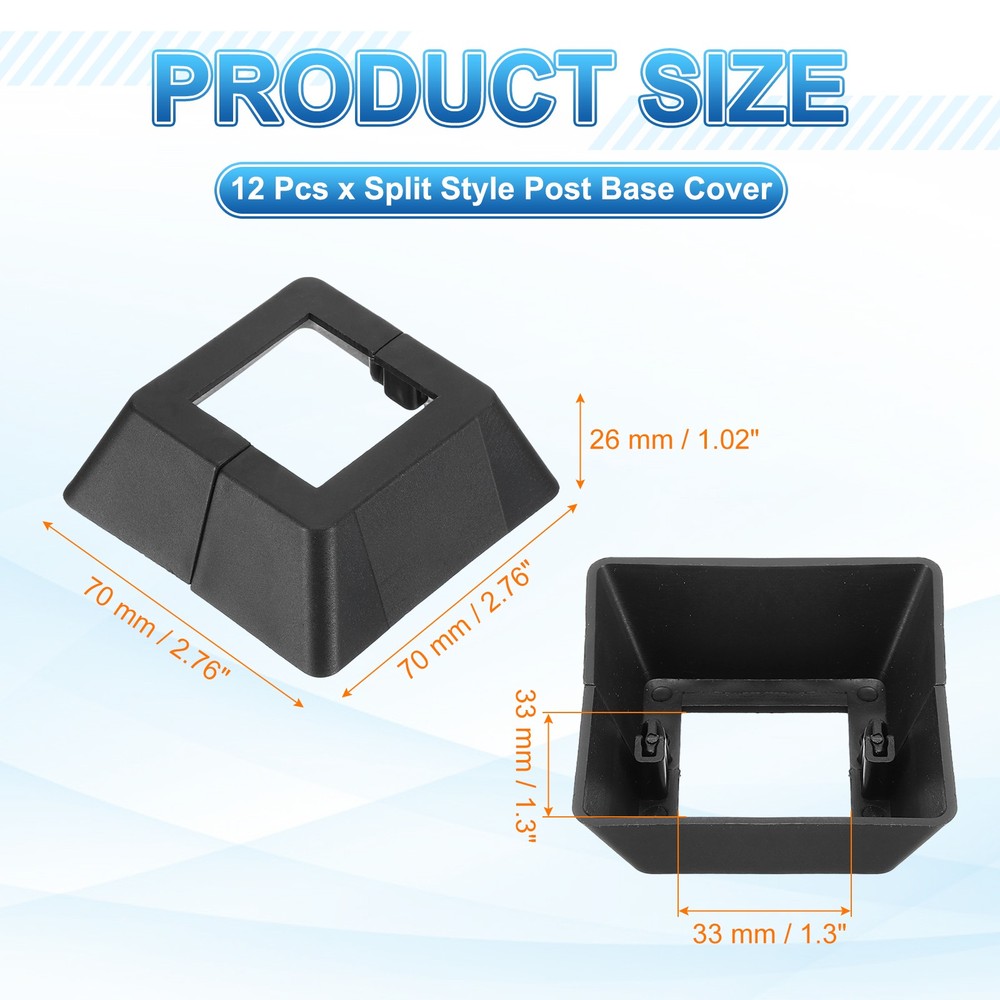 12 Pcs Post Base Cover, 1.3 x 1.3 Inch Square Split Style Post Base Cover