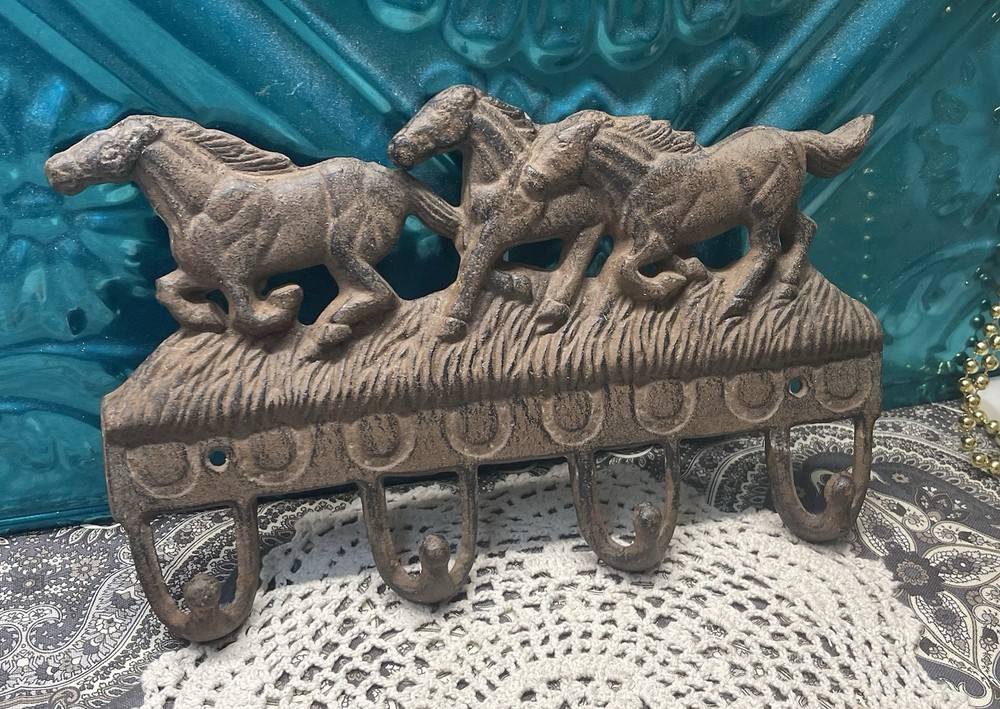 Cast Iron Heavy Running Horses Wall Hook- Towel Hook