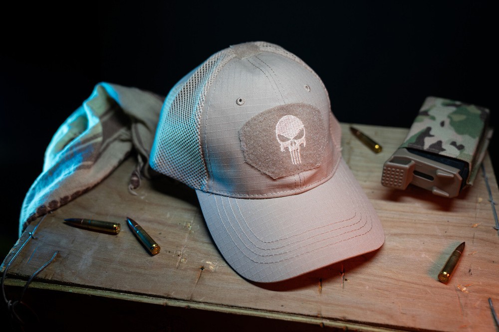 Punisher Tactical Cap With Loop Surface Hook Backed Morale Patches Operator Cap