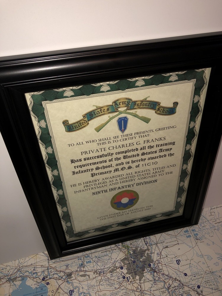 U.S. ARMY (9TH I.D.) INFANTRY TRAINING AND ASSIGNMENT CERTIFICATE